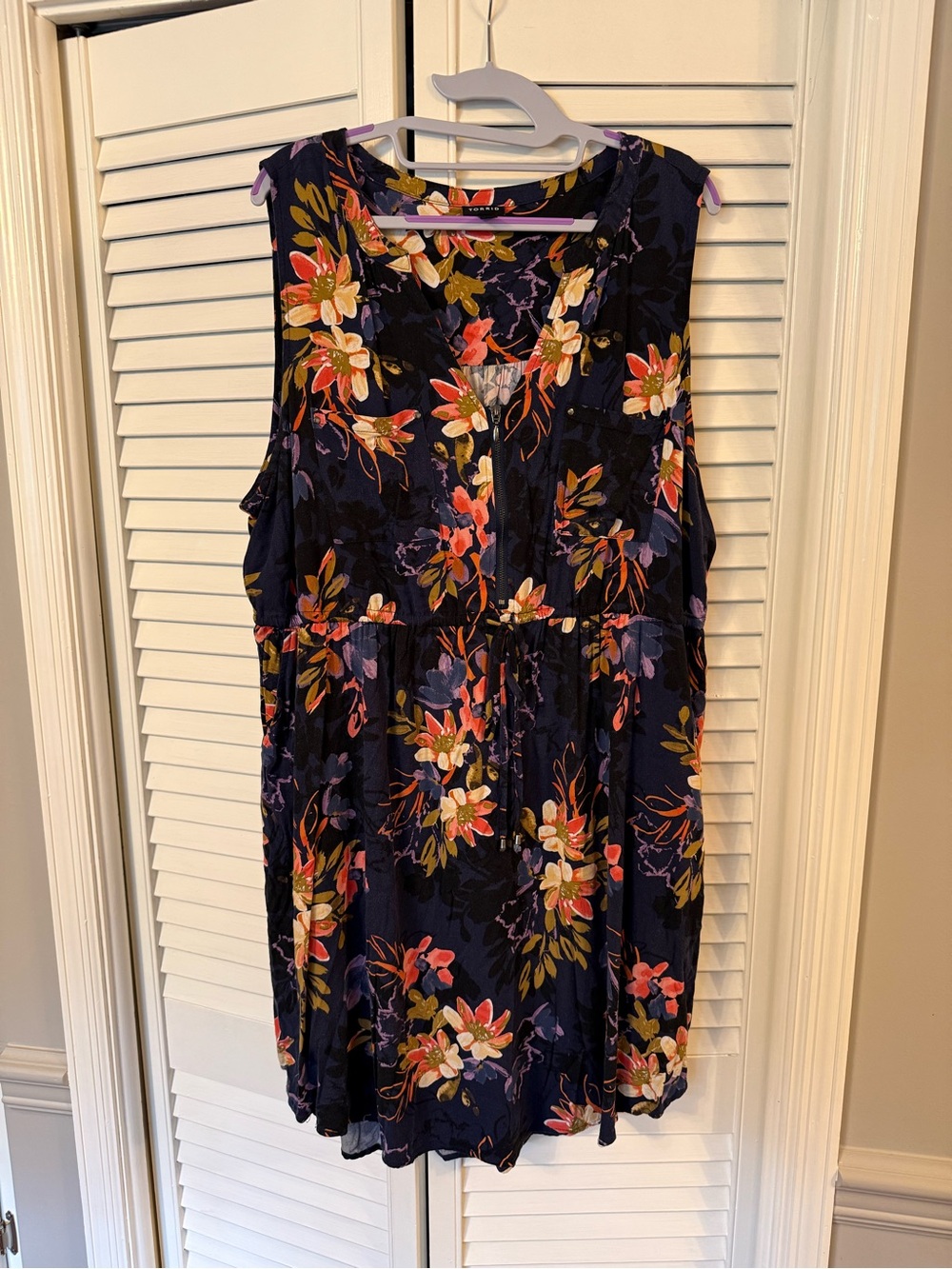 torrid Navy Floral Summer Dress with Coral & Cream Blooms